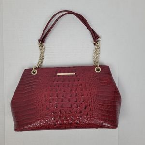 Brahmin Crimson Croc-Embossed Shoulder Bag